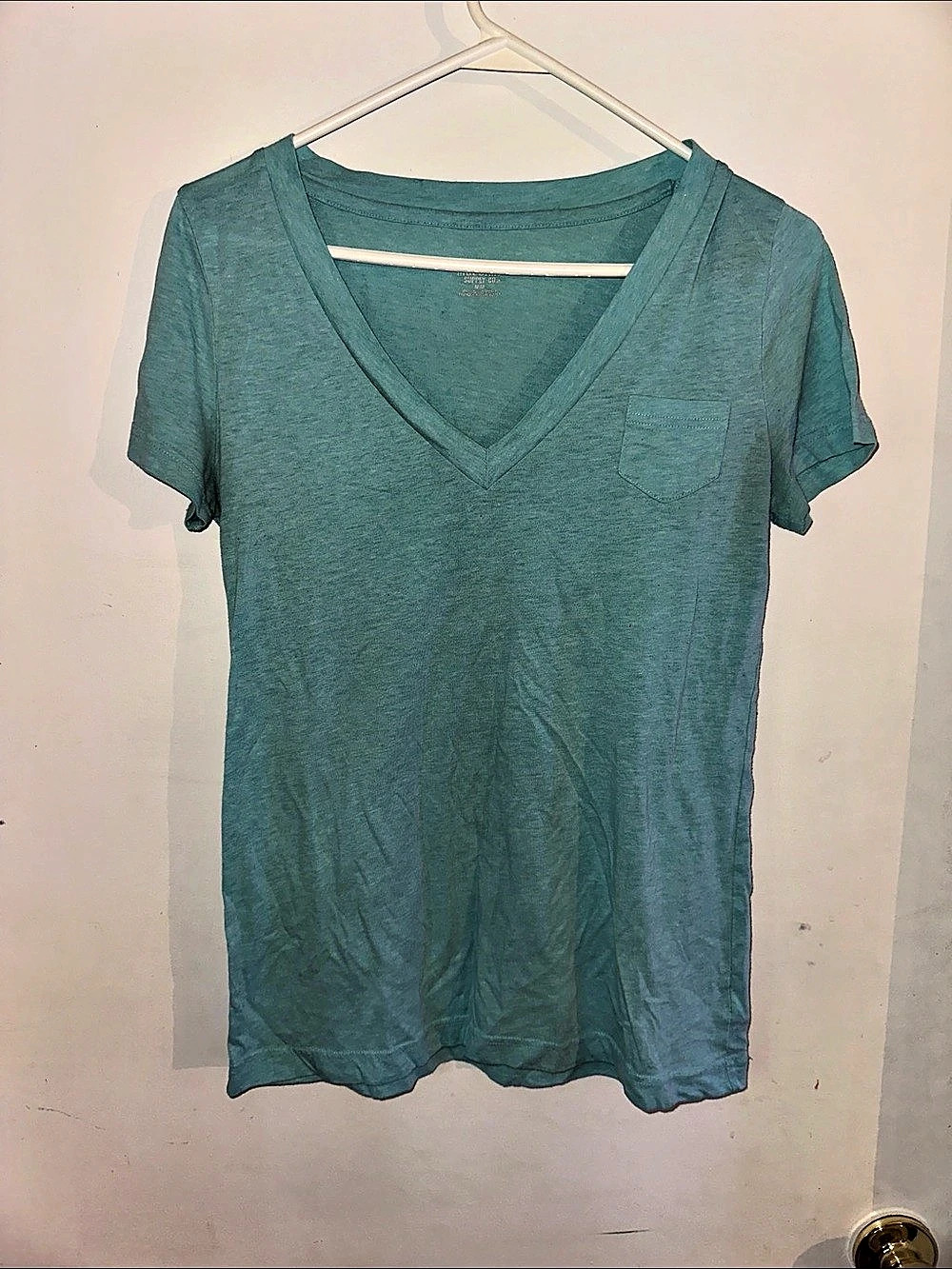 Mossimo Supply Co. Short Sleeve V-Neck Pocket Tee Women's Blue